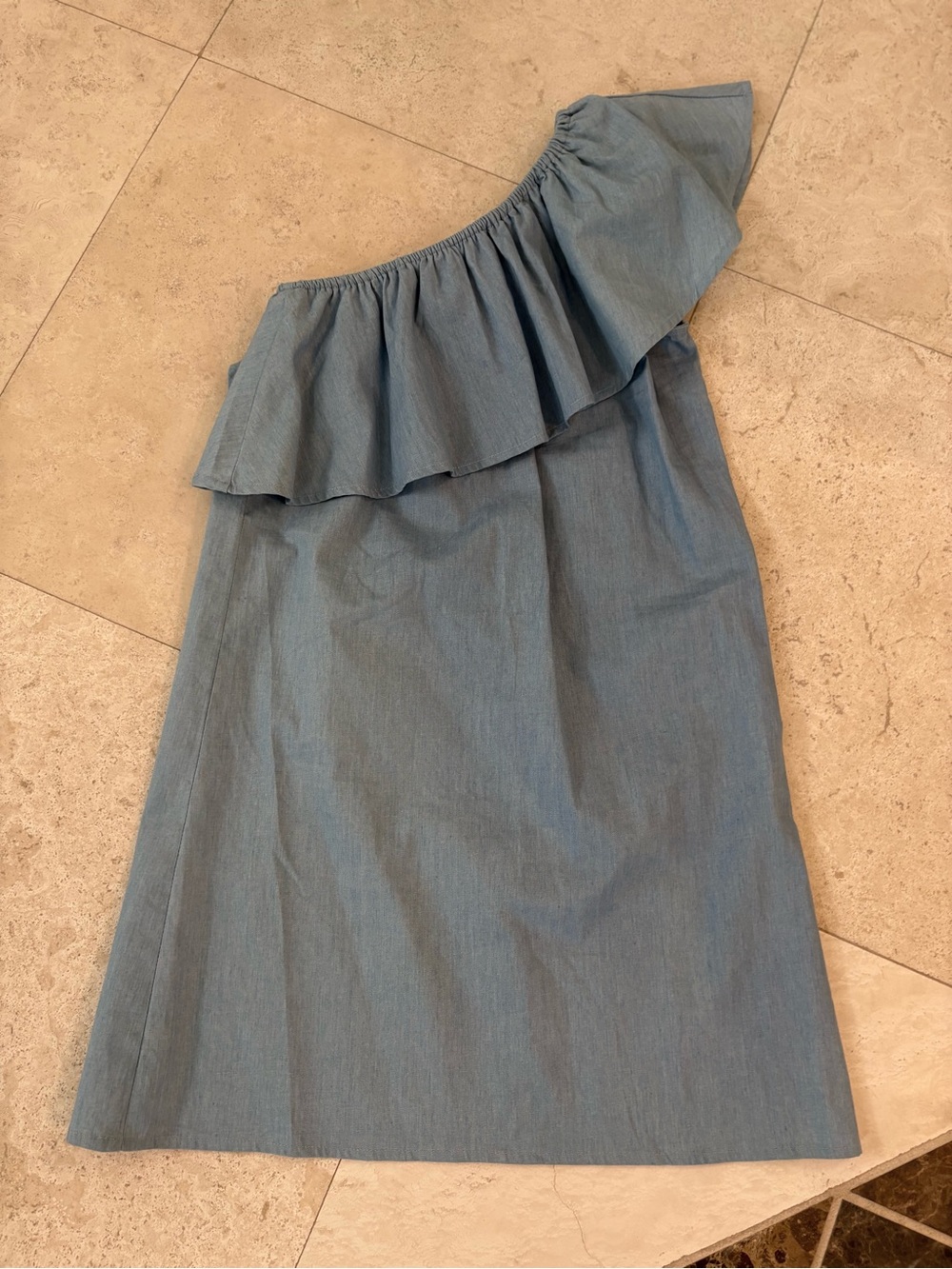 love, Fire Chambray Blue Off-Shoulder Top